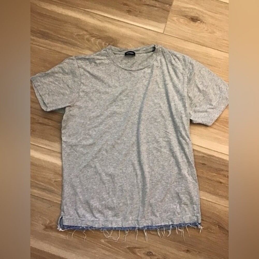 Diesel Gray Tee w/Denim Hem L